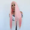 Peluca de Encaje Frontal 13*4 Sin Pegamento, Se Puede Peinar Libremente, Resistente al Calor, Chal de Encaje Frontal para Mujer, Larga, de Colores Brillantes