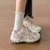 Zapatillas de malla transpirable estilo papá para mujer, nueva colección primavera/otoño 2026, suela gruesa, que aumentan la altura y visualmente estilizan, zapatillas casuales de entrenamiento estilo alemán