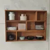 Zakka Recomenda uma Caixa de Armazenamento de Madeira para Organizar Mantimentos na Mesa, um Pequeno Armário de Exposição Estilo Vintage com Doze Compartimentos 0530