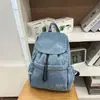 Mochila de Mezclilla Sencilla de Color Sólido con Tapa abatible, Estilo Japonés Retro, Adecuada para Ir al Trabajo, Salidas Casuales, Mochila Escolar para Mujer