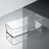 Caixa de armazenamento para armário de espelho, acrílico transparente, retangular, estreita e longa, conjunto combinado para banheiro, cosméticos, produtos de skincare e penteadeira