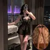Camisón Sexy de Mariposa, Atractivo Conjunto de Ropa de Casa Transparente con Espalda Descubierta, Puro Deseo, Cómodo