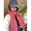 Bufanda Pequeña de Punto Rosa Estilo Coreano para Mujer, Bufanda de Punto para Calidez Invernal y Protección contra el Frío, Calientacuellos, Versátil y de Moda
