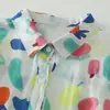 Cárdigan Azul Artístico con Estampado de Burbujas, Camisa Fina de Manga Larga Protectora del Sol para Mujer, Colección Primavera y Otoño 2026
