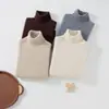 Nuevo Suéter de Punto de Lana Pura de Cuello Alto Manga Larga Color Sólido Acanalado para Niños Ropa para Niños Otoño/Invierno 2026