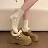 Sapatos Birkenstock com Sola Grossa, Aumentadores de Altura, Aveludados por Dentro, Espessos, Totalmente Fechados, Femininos, Novo Estilo 2026, Sapatos de Algodão com Pelo para Inverno, Botas de Neve, Mocassins
