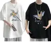 Estilo Hong Kong Nuevo Verano Cuello Redondo Holgado Manga de Cinco Cuartos Manga Corta Ins2025 Nuevo Estampado de Molinillo Colorido Pareja Tops