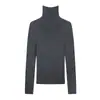 Suéter de punto de lana pura sin costuras de cuello alto con hilo Yangzi para mujer, jersey fino de manga larga ajustado, camiseta base, suéter de otoño