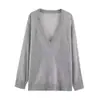 U Estilo Europeo y Americano Transfronterizo 2026 Nuevo Moda Elegante Amazon Ropa de Mujer al por Mayor Suéter de Punto de Manga Larga con Cuello en V