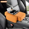 Caixa de apoio de braço de carro quatro em um com almofada de elevação, porta-lenços multifuncional, porta-copos e armazenamento universal para o console central do carro