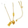 Collar de Campana de Ábaco Color Arena Estilo Tienda de Oro, Colgante de Campana de Paz Estilo Chino, Conjunto de Cadena para Clavícula a la Moda, Accesorio de Cuello de Nicho