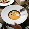 Plato de Paja Negro Cepillado y Blanco Estilo Europeo, Plato para Pasta, Plato para Filete, Plato de Exhibición, Plato de Cerámica Occidental para Ensalada Sopa Vajilla