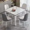 Mesa de comedor y sillas familiares para espacios pequeños, mesa de comedor cuadrada moderna y simple para el hogar con juego de mesa y sillas de vidrio templado