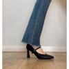 Francês Salto Alto Feminino Retro Minimalista Preto Fivela de Uma Palavra Sapatos Mary Jane com Saia Sapatos de Salto Grosso