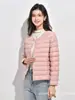 Chaqueta de plumón ligera para mujer, estilo corto, otoño e invierno 2025, capa interior ligera, cuello redondo, cálida, abrigo de talla grande