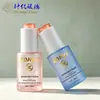 Botella de vidrio macarrón redonda recta de 30 ml con gotero, bomba gotera de presión transparente, botella dispensadora cosmética portátil para líquido de esencia