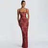 Ropa Europea y Americana para Mujer, Vestido de Noche Retro, Nuevo Vestido Sexy de Tirantes con Encaje de Escote Bajo, Estilo Lujo Ligero, Vestido Largo Ajustado