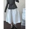 Ns Design de Silhueta Casual Calça de Perna Larga Solta Linha A para Mulheres Verão Plissada Cintura Elástica Calça Curta 3639