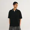 Camisa Polo Texturizada de Manga Curta Estilo Old Money Masculina Verão Retrô Americano Camiseta de Tricô com Gola Polo Cleanfit Manga Meia