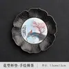 Posavasos Premium Pintados a Mano, Portavasos Florales Retro de Aleación de Aluminio, Posavasos Aislantes de Calor para Juego de Té Casero, Accesorios Creativos para Ceremonia de Té Kung Fu