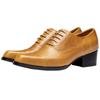Entrega de una sola pieza zapatos de cuero de estilo británico de alta calidad punta cuadrada tacones altos para hombre piel de vaca de capa superior Marrón que aumenta la altura zapatos de cuero de Guangzhou