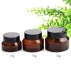 Em estoque atacado frasco de creme de 50g Ombro oblíquo marrom frasco de creme facial à prova de luz de 30g frasco secundário de creme para os olhos de ombro oblíquo marrom de 15g