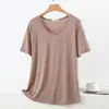 Roupa de casa de verão, nova camiseta modal de manga curta para primavera e outono, simples, solta, casual, top de pijama feminino plus size
