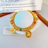Pulsera Weixue Estilo Mismo Oro Chapado Cinco Dioses de la Riqueza para Mujer, Pulsera de Monedas China de Moda con el Carácter de Fortuna, Regalo para Novia