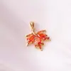 Diseño de Hoja de Arce Dorada Colgante DIY con Piedra de Circonita Naranja, Cadena para Clavícula de Moda y Elegante Colgante Joyería