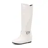 Botas de Mujer Nuevas para Otoño/Invierno 2026 con Aumento Interno de Altura, Punta Redonda, Bloques de Color, Estilo Coreano Casual, Zapatos de Mujer Versátiles, Botas de Moda, Hebilla de Cinturón