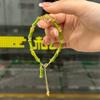 Qiyi Pulsera de Bambú Estilo Chino Nuevo Ágata Corazón sutra Amarillo Dios de la Riqueza Pulsera Acompañante de Novia Pulsera de Ceremonia de Mano para Templo Mismo Estilo