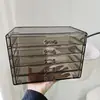 Caja de Almacenamiento de Joyería de Acrílico Gris Translúcido para Escritorio de Cinco Cajones Tipo Cajón Caja de Almacenamiento para Anillos Pendientes Caja para Accesorios de Uñas