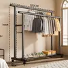 Cabide Móvel para Dormitório de Barra Dupla Extra-Espesso, Cabide Extra-Espesso, Cabide de Chão para Quarto de Casa, Varanda, Design Simples