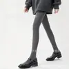 Leggings de color café de tiro alto para mujer, primavera y otoño, estilo Melade, adelgazantes, de terciopelo, marrones, pantimedias con pie para usar con faldas