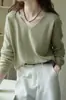 Estilo Casual Cashmere de Alta Qualidade Tricô Gola Redonda Outono e Inverno Seda Cashmere Estilo Old Money Elegante Seda de Amora Top de Manga Longa