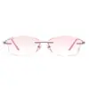 Gafas Graduadas Sin Montura con Borde Cortado en Diamante para Mujer, Disponibles con Lentes Graduadas, Monturas de Gafas Ultra Ligeras de Titanio Puro con Diamantes, Modernas para Caras Grandes