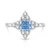 Anel Estrela de Oito Pontas Colorido com Pedra Preciosa e Corte Flor de Gelo, Popular no TikTok, Fashion e Simples, Anel de Diamante de Alto Carbono Banhado a Ouro, Dropshipping para Transmissão ao Vivo