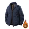 2026 Nueva Chaqueta Administrativa de Soft Shell de Algodón para Hombre Chaqueta para Hombres de Mediana Edad y Mayores Ropa Exterior para Hombre con Forro de Terciopelo Grueso Otoño e Invierno Cuello Alto