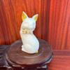 Escultura de Fruta Marfim de uma Raposa Olhando a Lua e Olhando para Trás, 9,2*5,2*4cm, Mesa de Escritório, Ornamento de Artesanato para Decoração de Sala de Estar