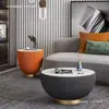 Mesa de centro redonda de pizarra, lujo ligero estilo italiano moderno, adecuada para apartamentos pequeños, sala de estar sencilla, diseño popular en línea, combinación creativa