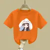 2368# Verano Nuevo Perezoso Estilo Coreano Combinación Perfecta Ajustado Manga Corta Camiseta para Niñas Estilo Extranjero Dibujos Animados Infantiles