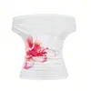 Nuevo Top de Mujer de Verano Moda Transfronteriza Estampado Floral Europeo y Americano Estilo Ins Hombros Descubiertos Ajustado Elegante Diseño Ceñido a la Cintura