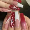 Uñas Portátiles de Navidad Copo de Nieve Amor Brillo Manicura Uñas Postizas Cortas Almendra Mariposa Uñas Largas Europeas y Americanas Venta al por Mayor