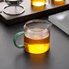 Taza de Feria de Vidrio de Colores con Asa, Colador de Té Engrosado, Recipiente para Compartir el Té, Taza de Té Resistente al Calor para Uso en Casa
