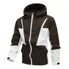 Jaqueta Masculina com Capuz Roupa de Trabalho Color Block Zíper Top Esportiva Casual Solta À Prova de Vento Transfronteiriça Exterior Leve