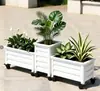Frete grátis caixa de flores de liga de alumínio vaso de flores para varanda externa caixa retangular para plantio calha de flores vaso para plantas verdes para uso doméstico com rodas
