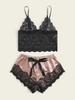 Fornecimento transfronteiriço Europa e Estados Unidos comércio exterior lingerie sexy conjunto curto de camisola de renda oca feminina sexy