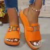 Comércio Exterior Transfronteiriço Sandálias de Plataforma Grossa Femininas Novo Estilo Transfronteiriço Tamanho Grande Casual Moda Simples Fivela de Metal Sandálias Bico Aberto