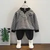 Sudadera Rayada para Niños 2025 Otoño Nueva Estilo Coreano Holgada Casual Moda Tendencia Sudadera para Niños