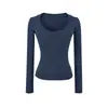 Camiseta básica de manga larga con cuello en U de color liso para mujer, otoño, corte ajustado, cintura ceñida, para llevar debajo, ajustada, que se amolda al cuerpo, top base de puro deseo